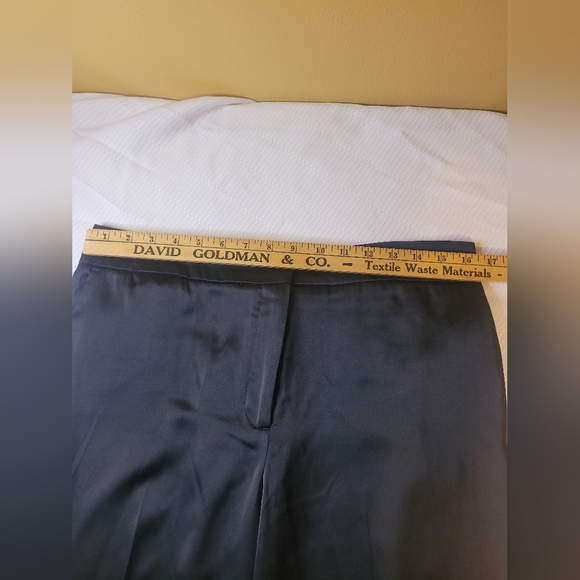 Rachel Zoe Satin Straight Leg Black Trousers Silver Trim Detailing sz 12 0799288 - Picture 11 of 12
